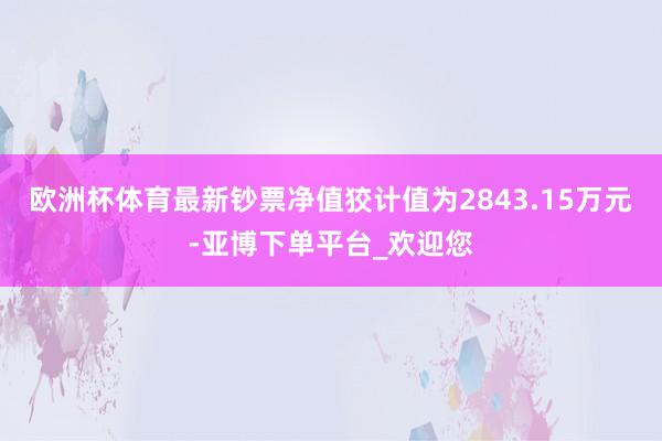 欧洲杯体育最新钞票净值狡计值为2843.15万元-亚博下单平台_欢迎您
