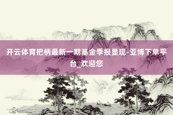 开云体育把柄最新一期基金季报显现-亚博下单平台_欢迎您