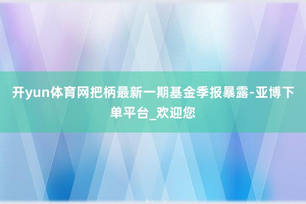 开yun体育网把柄最新一期基金季报暴露-亚博下单平台_欢迎您