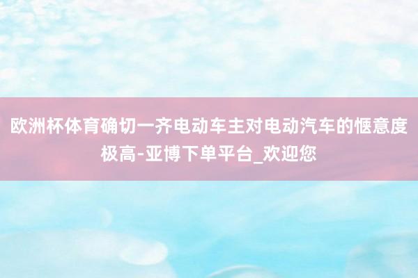 欧洲杯体育确切一齐电动车主对电动汽车的惬意度极高-亚博下单平台_欢迎您