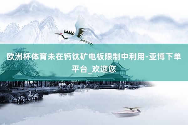欧洲杯体育未在钙钛矿电板限制中利用-亚博下单平台_欢迎您
