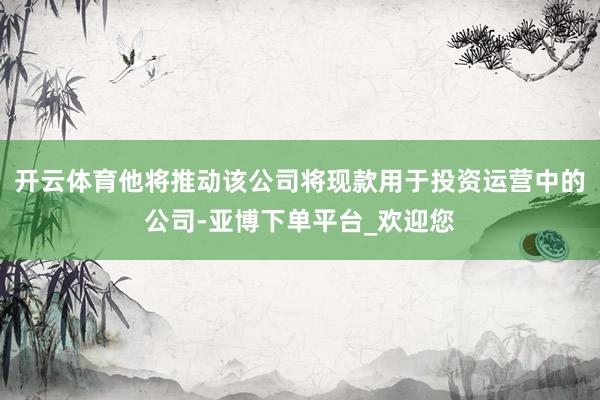 开云体育他将推动该公司将现款用于投资运营中的公司-亚博下单平台_欢迎您