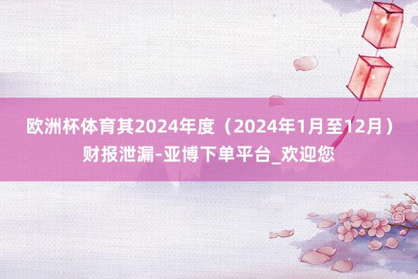 欧洲杯体育其2024年度（2024年1月至12月）财报泄漏-亚博下单平台_欢迎您