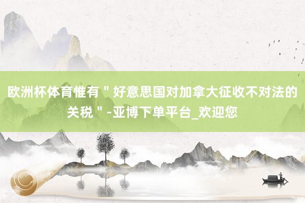 欧洲杯体育惟有＂好意思国对加拿大征收不对法的关税＂-亚博下单平台_欢迎您