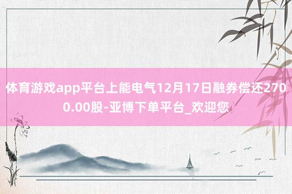 体育游戏app平台上能电气12月17日融券偿还2700.00股-亚博下单平台_欢迎您