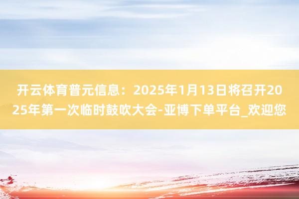 开云体育普元信息：2025年1月13日将召开2025年第一次临时鼓吹大会-亚博下单平台_欢迎您