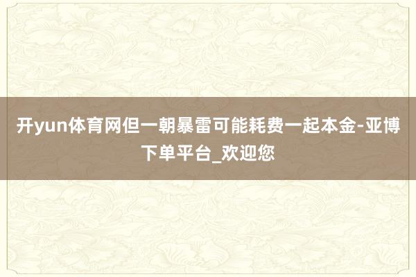 开yun体育网但一朝暴雷可能耗费一起本金-亚博下单平台_欢迎您
