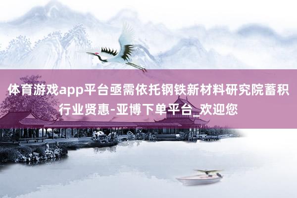 体育游戏app平台亟需依托钢铁新材料研究院蓄积行业贤惠-亚博下单平台_欢迎您