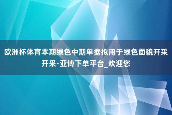 欧洲杯体育本期绿色中期单据拟用于绿色面貌开采开采-亚博下单平台_欢迎您