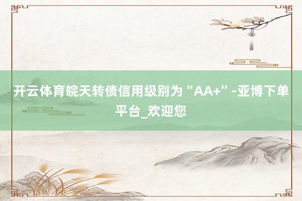 开云体育皖天转债信用级别为“AA+”-亚博下单平台_欢迎您