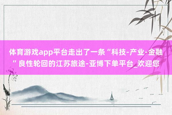 体育游戏app平台走出了一条“科技-产业-金融”良性轮回的江苏旅途-亚博下单平台_欢迎您